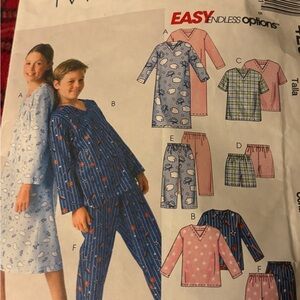 Vintage McCall's 5291 Girls Boys PJ Nightgowns Size  7-12 Pre Owned Complete
